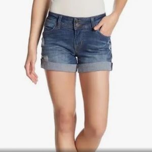 Hudson Ruby Jean Short Mid Thigh Cuffed Raw Hem Distressed Denim Short Size 28